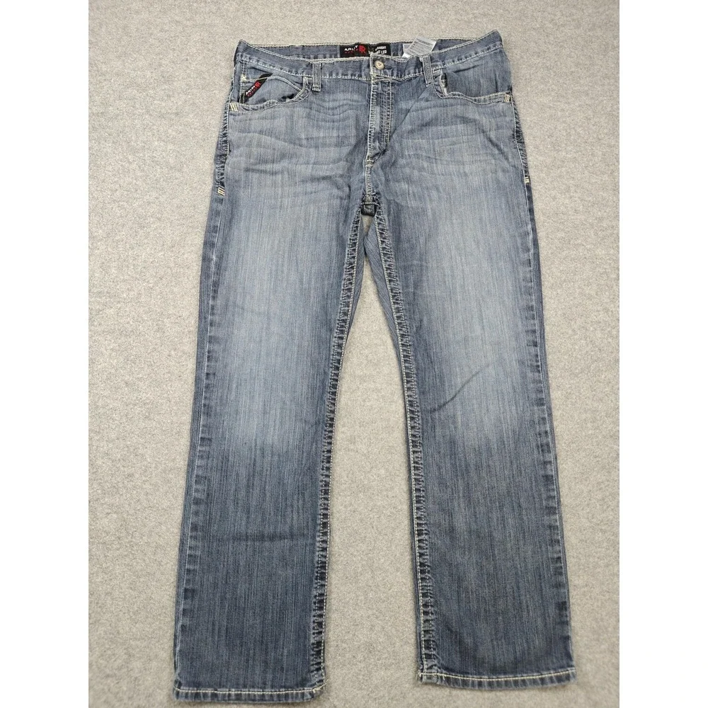 Ariat FR M5 Straight Leg Jeans Mens 40x32 Blue Medium Wash FR Stretch Denim